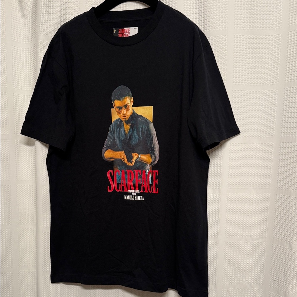 This is a Shoe Palace x Scarface Manny Ribera black t-shirt.